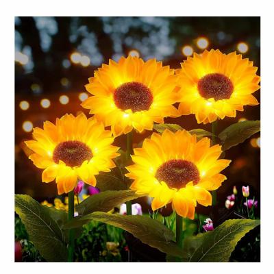 China Garden Sunflower Festival Decoration Solar Lights 1 2 3 4 Petal Flowers Outdoor Waterproof Golden Solar Garden Lights for sale