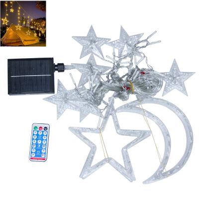 China Garden New Energy Solar String Lights 3.5m LED Outdoor Garden Camping Decorative Light Moon Star Pendant Curtain Light for sale