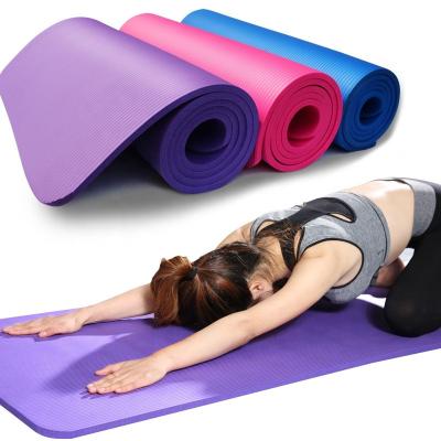 China Custom Extra Thick Non Slip Durable NBR Foam Exercise 10mm/15mm Yoga Mats Set For Home Workout Floor Gym (All Color) for sale