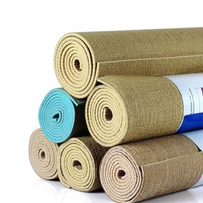 China Custom Made Extra Natural Thick Nature Yoga Rubber Mats With Carry Bag Set Jute And Non-Slip For Home Workout for sale