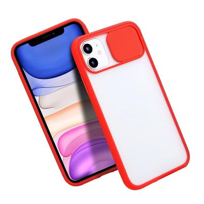 China Anti-drop For iPhone X 11 12 Pro Max Hybrid Acrylic TPU PC Frosted Matte Non-slip Protective Mobile Phone Case With Push Window for sale