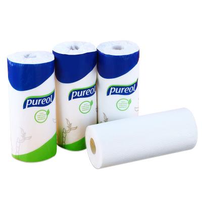 China Bamboo Pulp Kitchen Paper Towel Roll Soft Bamboo Bulk Factory Price 2 Ply Case OEM GSM Layer Style Packing Pulp Color Feature Eco Material for sale