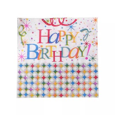 China Printed paper napkins  IRIDESCENT LUNCHEON NAPKIN HAPPY BIRTHDAY paper napkins decoupage ornament for sale