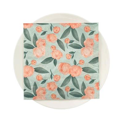 China Printed 2022 Hot Selling Printed Napkins Flower Party Dining Room Napkins Cocktail Napkins for sale