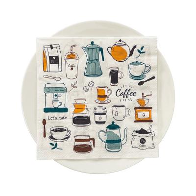 China Printed Manufacturer Selling Party Cafe Napkins Printed Napkins Coffee Pattern for sale