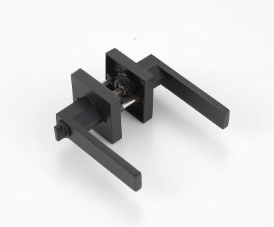 China Bedroom/Passage Toilet Zinc Alloy Wooden Entry Cylinder Black Interior Handle Lever Door Lock Tubular Double for sale