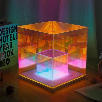 China Modern Colorful Rubik's Cube LED Desk Lamp Nordic Modern Living Room Decoration Bedside Decoration USB Charging Home Desk Lamp for sale