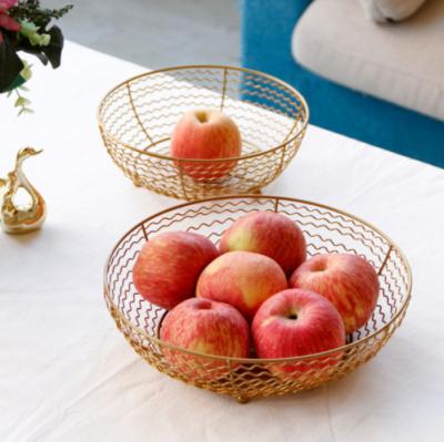 China Gold Metal Fruit Basket Home Viable Creative Fruit Bowl for sale