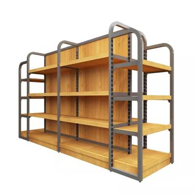 China Modern Double Sided Grocery Shelves Display Racks Supermarket Store Fruit And Vegetable Display Rack for sale