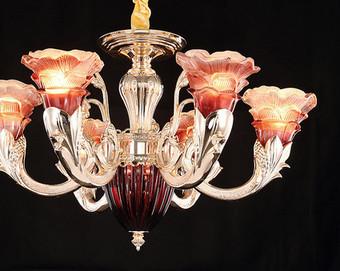 China Zinc Alloy Coloured Glaze Glass Crystal Ceiling Lamp For Bedroom for sale