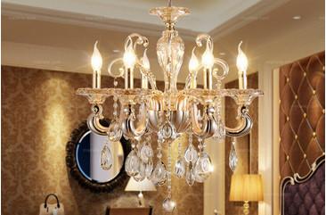 China Modern Six Heads Candleholder Crystal Ceiling Lamp ∅595*H565MM With 700MM Chain for sale