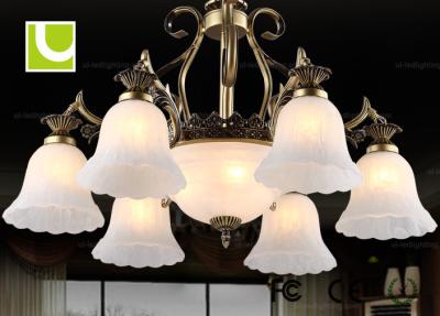 China White 220v / 230v Chandelier Ceiling Light Fixtures With Copper + Glass for sale