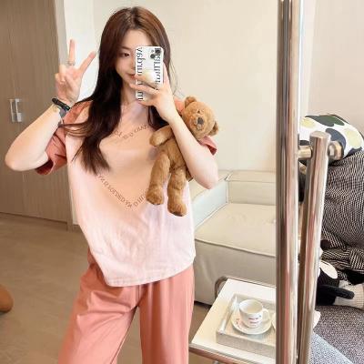 China New Style Women's Pajamas Breathable Korean Style Heart-shaped Casual Homewear Contrast Color Pajamas for sale