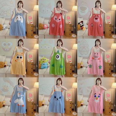 China Breathable Plus Size Nightgown Sleep Dress Women's Cartoon Insist Student Dress Above The Knee Thin Section Can Be Outerwear Homewear for sale