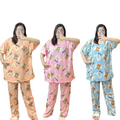 China 6XL Thermal Plus 120.00kg-Inch Loose Plump Girls Homewear Live Short Sleeve Suit Extra Size Pajamas Women for sale