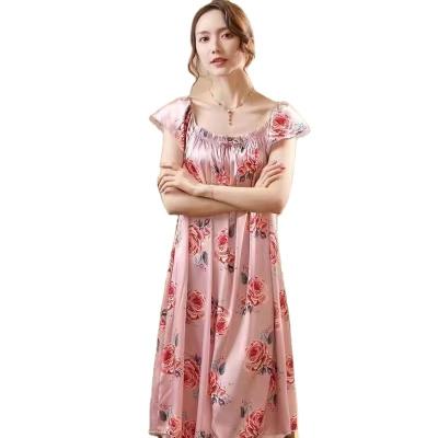 China Breathable Nightgown Women's Summer Ice Vest Women's Plus Size Homewear Pajamas Robe for sale