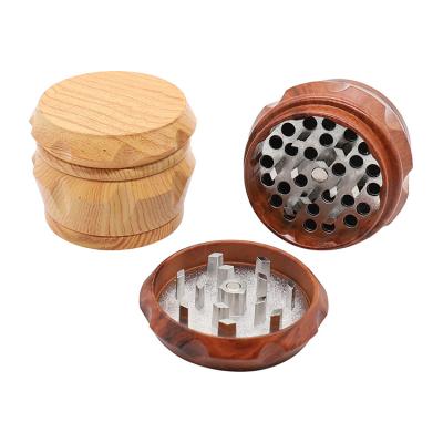 China Concave 4 Part Tobacco Tray Herb Grinder Wooden Smoke Cap Free Sample Custom Logo for sale