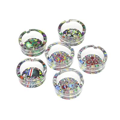 China Ideal For Cigarette TA-054 Portable Custom Clear Round Small Glass Ashtray For Smoking for sale