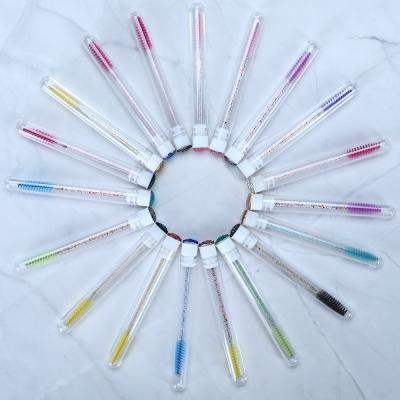 China Brow Glitter Mascara Wands Brushing Lashes and Eyelash Sweep Stand Mascara Wand Disposable Tube with Brush Lash Cosmetics Eyelash Cleansing Brush for sale