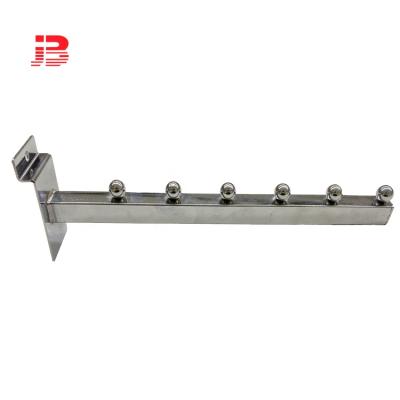 China Garment Shop Accessories Metal Chrome Waterfall Slatwall Hook Square Tube Hook G065 for sale