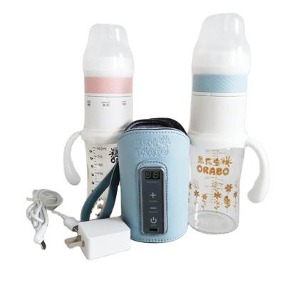 China BPA Free Wholesale Blue Pink Portable 240ml Usb Insulated Warm Water Bottle Warmer Milk Feeding Hand for sale