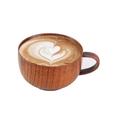 China Shengqu Viable Custom Reusable Vintage Tea Cup 100% Natural Espresso Wood Coffee Mug for sale