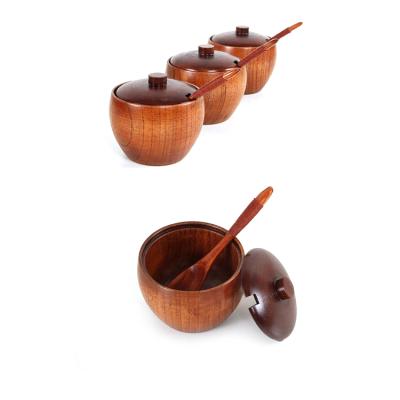 China Sustainable Wholesale Wooden Spice Spoon Utensil Cart Kitchen Box Container Spice Storage for sale