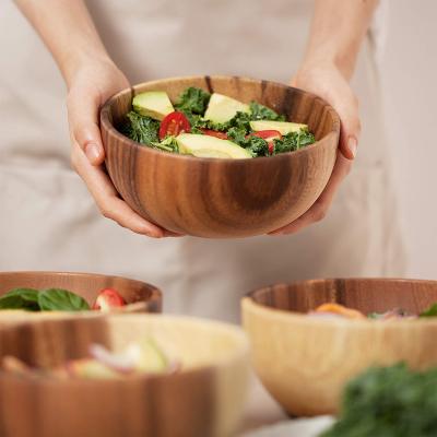 China Shengqu Viable Large Size Wooden Bamboo Fruit Salad Bowl for sale