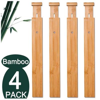 China Expanding Organizer Kitchen Drawer Dividers Viable Bamboo 4 Pack Adjustable Divider Organizers for sale