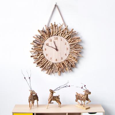 China LUMINOVA Shengqu Wholesale Handmade Round Decoration Modern Wooden Home Wall Clock For Living Room for sale