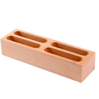 China Custom wood luxury laser cut desktop business card holder box, unique business card holder for office for sale