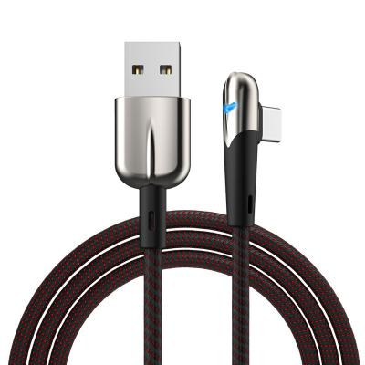 China Hot Selling OEM Aluminum Alloy LED USB C Nylon Cable MP3/MP4 Player 90 Degree Gaming Accessories Mobile Cable Player à venda