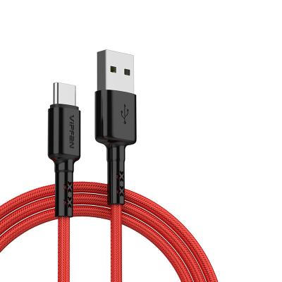 China Vipfan Wholesale Price 1m Two Color Injection Data Cable USB Type-C Tape Nylon Braided High Speed ​​Data Cables For Android for sale