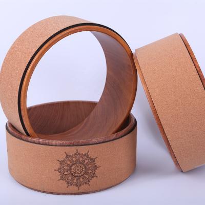 China Home Use Cork Yoga Wheel Yoga Folding Back Auxiliary Wheel Massage Wheel Customized Logo for sale