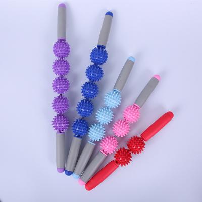 China PVC+TPR Spike Balls Muscle Massage Stick Yoga Fitness Massage Stick for sale