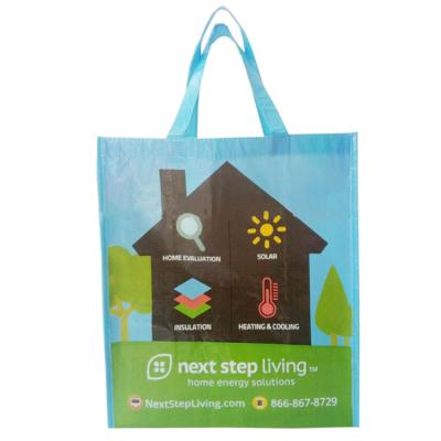 China Eco-friendly reclycled recycle promo advertising rpet laminated spunbond nonwoven shopping tote bag for sale