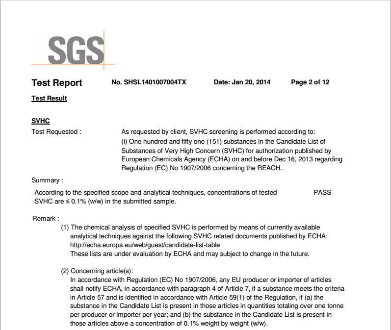 SGS - Sunred manufactory limited