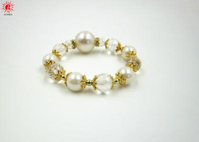 China White Small Pearls Bead Charm Bracelets For Bride Wedding , Handmade for sale