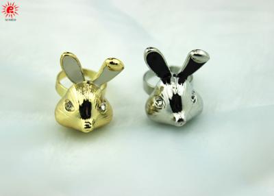 China Anillos de finger lindos de plata ajustables del metal con el conejo, aduana en venta