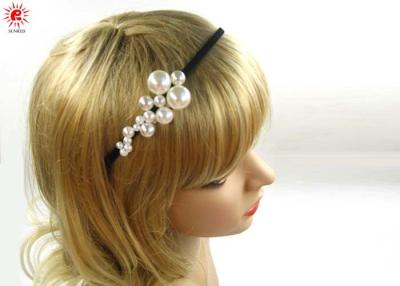 China Custom Ladies Metal Black Bow Hair Band Jewelry With Pearls Embellished for sale