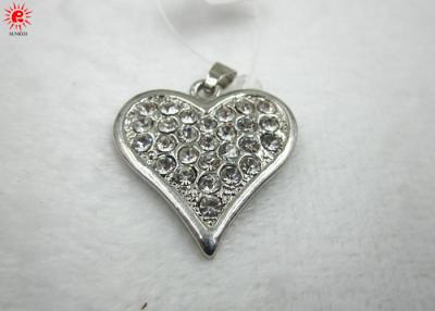 China Antique Metal Sliver Heart Pendant Charms Necklace , Rhinestone Pendant for sale