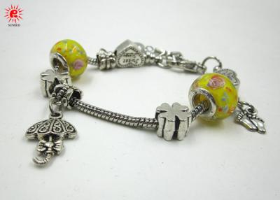 China Customized Yellow Glass Bead Charm Bracelets Pandora Ladies Funky Bracelet for sale