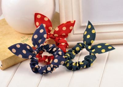 China Pelo Scrunchies de los oídos del conejito del punto de la onda para el pelo grueso, hecho a mano en venta