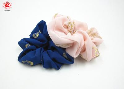 China Tenedor elástico del pelo de la tela de las muchachas de los scrunchies azul marino elegantes del pelo en venta