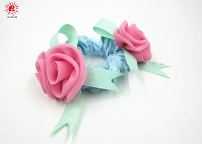 China Bandas elásticos del pelo de la tela de las señoras con las flores, pelo Scrunchy en venta