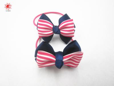 China Tenedor elástico Eco de la cola de caballo de Scrunchies del pelo del Bowknot de la raya de la cinta amistoso en venta