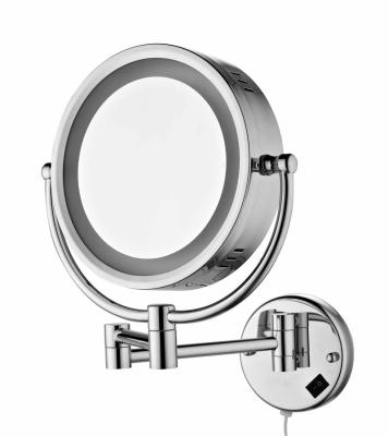 China Factory sale dicect modern cosmetic mirror LED hand mirror portable folding brass chrome finish makeup mirror removable cosmetic mirror for sale