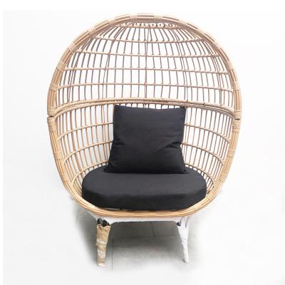 China Modern Cheap Price Indoor Outdoor Patio Wicker Rattan Hanging Egg Swing Chair With Metal Stand for sale