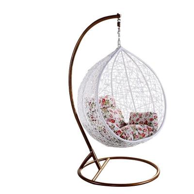 China Modern Outdoor Wicker Basket Tree Patio Swing Chair Hanging Basket Egg Chair with Cushion and Stand for sale