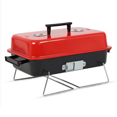 China Height Adjustable Camping BBQ Tools Red Portable Charcoal BBQ Grill Kit for sale